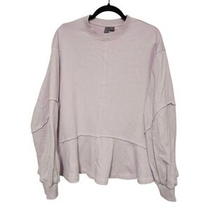 Sweaty Betty L Revive Relaxed Fit Peplum Sweatshirt Mistflower Purple Crewneck ~